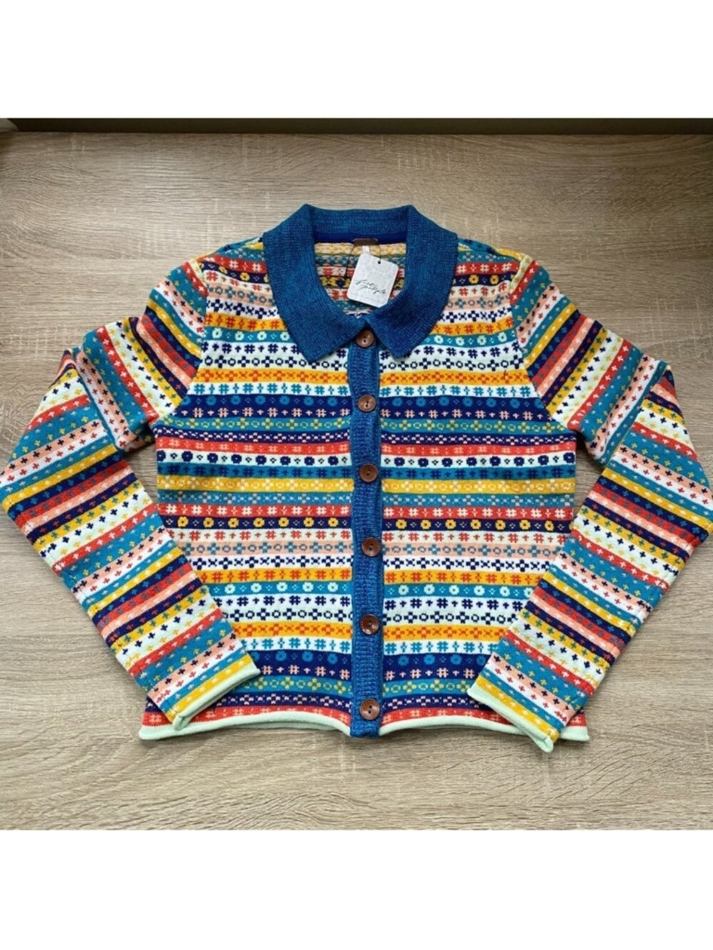 NWT Free People Oak And Pine Striped Cardigan Sweater Small